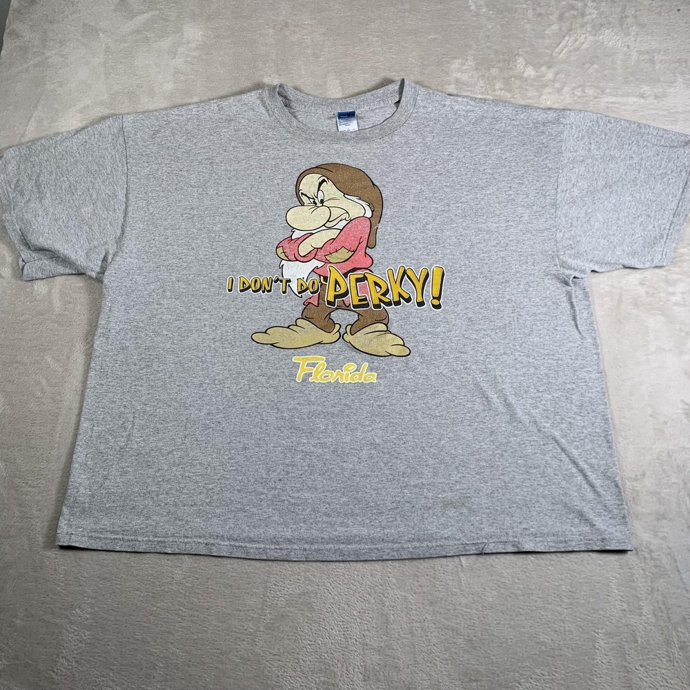 Vintage Disney Grumpy Shirt Mens 3XL Gray Snow White I Don't Do Perky‎ Florida